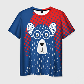 Мужская футболка 3D с принтом Медведь в Кировске, 100% полиэфир | прямой крой, круглый вырез горловины, длина до линии бедер | животные | звери | косолапый | лесные звери | медвед | медведь | очки | хищник