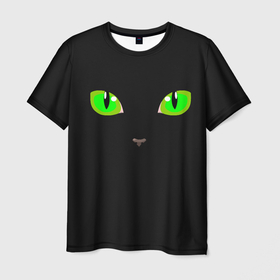 Мужская футболка 3D с принтом КОШАЧЬИ ГЛАЗКИ в Петрозаводске, 100% полиэфир | прямой крой, круглый вырез горловины, длина до линии бедер | Тематика изображения на принте: cat | cat eyes | eyes | аниме | взгляд | глаза | глаза кошки | глазки | животные | зелёный | киса | кот | коте | котейка | котенок | котэ | котя | кошачий глаз | кошачьи глаза | кошечка | кошка | мордочка