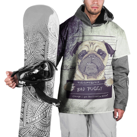 Накидка на куртку 3D с принтом Bad Puggy в Новосибирске, 100% полиэстер |  | Тематика изображения на принте: арест | арт | графика | животные | заключенный | звери | мопс | собаки
