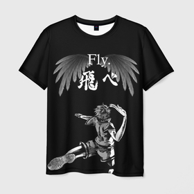 Мужская футболка 3D с принтом FLY. | ХИНАТА в Белгороде, 100% полиэфир | прямой крой, круглый вырез горловины, длина до линии бедер | black jackals | fly | fly high | haikyuu | hinata | msby | аниме | волейбол | карасуно | некома | хайкью карасуно | хината