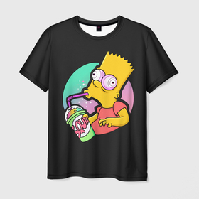 Мужская футболка 3D с принтом Барт с содой в Кировске, 100% полиэфир | прямой крой, круглый вырез горловины, длина до линии бедер | bart | simpsons | the simpson | барт | мульт | мультфильм | симпсоны