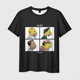 Мужская футболка 3D с принтом Mozes band в Курске, 100% полиэфир | прямой крой, круглый вырез горловины, длина до линии бедер | Тематика изображения на принте: gomer | simpsons | the simpson | гомер | мульт | мультфильм | симпсоны