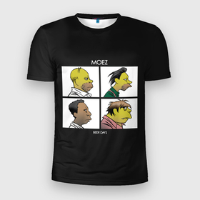 Мужская футболка 3D спортивная с принтом Mozes band в Курске, 100% полиэстер с улучшенными характеристиками | приталенный силуэт, круглая горловина, широкие плечи, сужается к линии бедра | Тематика изображения на принте: gomer | simpsons | the simpson | гомер | мульт | мультфильм | симпсоны