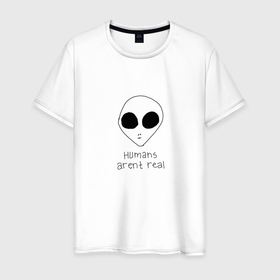 Мужская футболка хлопок с принтом Инопланетянин 2 в Петрозаводске, 100% хлопок | прямой крой, круглый вырез горловины, длина до линии бедер, слегка спущенное плечо. | ufo | ufology | инопланетянин | нло | пришелец