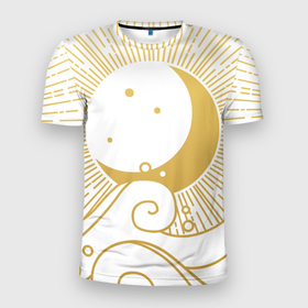 Мужская футболка 3D спортивная с принтом Море в Белгороде, 100% полиэстер с улучшенными характеристиками | приталенный силуэт, круглая горловина, широкие плечи, сужается к линии бедра | Тематика изображения на принте: вода | волны | капли | луна | лучи | море | солнце