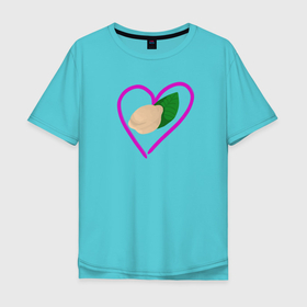 Мужская футболка хлопок Oversize с принтом любовь к пельменям в Санкт-Петербурге, 100% хлопок | свободный крой, круглый ворот, “спинка” длиннее передней части | еда | лаврушка | пельмень | пища | сердечко