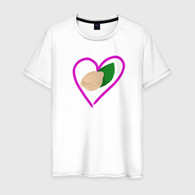 Мужская футболка хлопок с принтом любовь к пельменям в Санкт-Петербурге, 100% хлопок | прямой крой, круглый вырез горловины, длина до линии бедер, слегка спущенное плечо. | Тематика изображения на принте: еда | лаврушка | пельмень | пища | сердечко