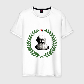 Мужская футболка хлопок с принтом Петр Кропоткин в Тюмени, 100% хлопок | прямой крой, круглый вырез горловины, длина до линии бедер, слегка спущенное плечо. | anarchy | ancom | анархия | исторические личности | кропоткин | философы