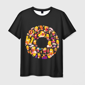 Мужская футболка 3D с принтом Пончик Гомер в Кировске, 100% полиэфир | прямой крой, круглый вырез горловины, длина до линии бедер | gomer | simpsons | the simpson | гомер | мульт | мультфильм | симпсоны