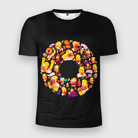 Мужская футболка 3D спортивная с принтом Пончик Гомер в Тюмени, 100% полиэстер с улучшенными характеристиками | приталенный силуэт, круглая горловина, широкие плечи, сужается к линии бедра | Тематика изображения на принте: gomer | simpsons | the simpson | гомер | мульт | мультфильм | симпсоны