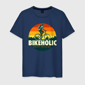 Мужская футболка хлопок с принтом Велоголик в Екатеринбурге, 100% хлопок | прямой крой, круглый вырез горловины, длина до линии бедер, слегка спущенное плечо. | bmx | rider | велогонки | рампа | экстремальный спорт | экстрим | экстримрайдер