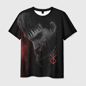 Мужская футболка 3D с принтом Чёрный мечник в Курске, 100% полиэфир | прямой крой, круглый вырез горловины, длина до линии бедер | anime | berserk | аниме | берсерк | бесерк | гатс | манга | мультфильм