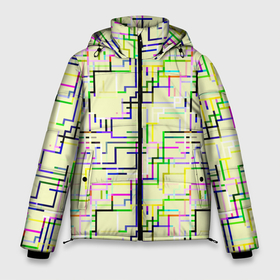 Мужская зимняя куртка 3D с принтом Geometric Color в Тюмени, верх — 100% полиэстер; подкладка — 100% полиэстер; утеплитель — 100% полиэстер | длина ниже бедра, свободный силуэт Оверсайз. Есть воротник-стойка, отстегивающийся капюшон и ветрозащитная планка. 

Боковые карманы с листочкой на кнопках и внутренний карман на молнии. | абстракция | краски | кубизм | линии | модерн