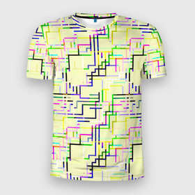 Мужская футболка 3D Slim с принтом Geometric Color , 100% полиэстер с улучшенными характеристиками | приталенный силуэт, круглая горловина, широкие плечи, сужается к линии бедра | абстракция | краски | кубизм | линии | модерн