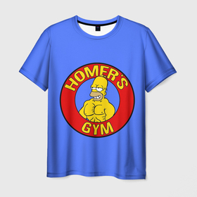 Мужская футболка 3D с принтом Спортзал Гомера , 100% полиэфир | прямой крой, круглый вырез горловины, длина до линии бедер | gomer | gym | simpsons | the simpson | гомер | качалка | мульт | мультфильм | симпсоны | спортзал | спортсменам | спортсмену