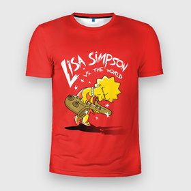 Мужская футболка 3D Slim с принтом Лиза против мира в Курске, 100% полиэстер с улучшенными характеристиками | приталенный силуэт, круглая горловина, широкие плечи, сужается к линии бедра | Тематика изображения на принте: lisa | liza | simpsons | the simpson | лиза | мульт | мультфильм | симпсоны