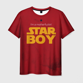 Мужская футболка 3D с принтом The Weeknd - Star Boy в Петрозаводске, 100% полиэфир | прямой крой, круглый вырез горловины, длина до линии бедер | blinding lights | music | pop | star boy | the weekend | the weeknd | музыка | уикенд