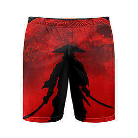 Мужские шорты спортивные с принтом САМУРАЙ кровавой луны ,  |  | воин | катана | кроваваялуна | культура | самурай | япония | японскаякультура