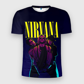 Мужская футболка 3D спортивная с принтом Nirvana Neon в Тюмени, 100% полиэстер с улучшенными характеристиками | приталенный силуэт, круглая горловина, широкие плечи, сужается к линии бедра | alternative | kurt cobain | metall | music | nirvana | rock | альтернатива | курт кобейн | курт кобэйн | металл | музыка | нирвана | нирванна | рок