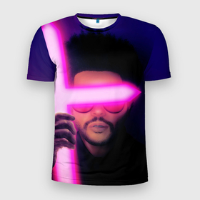 Мужская футболка 3D спортивная с принтом The Weeknd - Blinding Lights в Курске, 100% полиэстер с улучшенными характеристиками | приталенный силуэт, круглая горловина, широкие плечи, сужается к линии бедра | blinding lights | music | pop | star boy | the weekend | the weeknd | музыка | уикенд