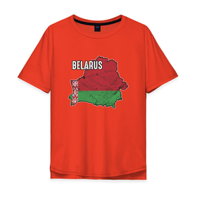 Мужская футболка хлопок Oversize с принтом Belarus Map в Петрозаводске, 100% хлопок | свободный крой, круглый ворот, “спинка” длиннее передней части | belarus | ussr | беларусь | белорус | белоруссия | лукашенко | минск | ссср | страна | турист | флаг