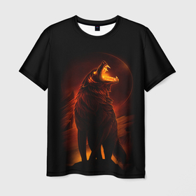 Мужская футболка 3D с принтом DARK WOLF в Белгороде, 100% полиэфир | прямой крой, круглый вырез горловины, длина до линии бедер | art | dark | evil | hunter | moon | night | strong | wolf | волк | зло | клыки | луна | ночь | оборотень | оскал | охотник | пасть | сила | тьма | хищник