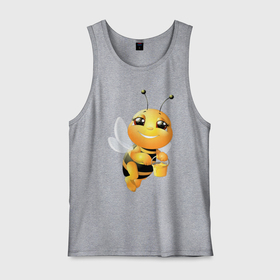 Мужская майка хлопок с принтом Милая пчелка , 100% хлопок |  | Тематика изображения на принте: здоровье | мед | насекомые | природа | пчела | пчелка | пчелы