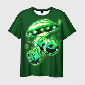 Мужская футболка 3D с принтом UFO в Петрозаводске, 100% полиэфир | прямой крой, круглый вырез горловины, длина до линии бедер | звезды | инопланетяне | летающая тарелка | нло | пришельцы
