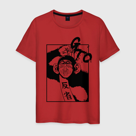 Мужская футболка хлопок с принтом GTO V3 в Петрозаводске, 100% хлопок | прямой крой, круглый вырез горловины, длина до линии бедер, слегка спущенное плечо. | Тематика изображения на принте: лицо | мартышка | обезьяна | онидзука | силуэт | человек | черный