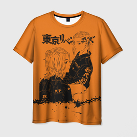 Мужская футболка 3D с принтом токийские мстители ораньжевый , 100% полиэфир | прямой крой, круглый вырез горловины, длина до линии бедер | Тематика изображения на принте: anime | tokyo revengers | аниме | манга | токийские мстители
