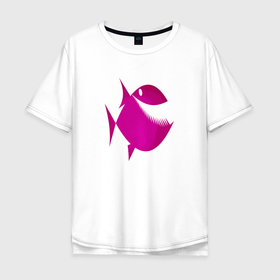 Мужская футболка хлопок Oversize с принтом Пиранья в Курске, 100% хлопок | свободный крой, круглый ворот, “спинка” длиннее передней части | piranha | пиранья | подводный мир | рыба | хищная рыба