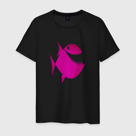 Мужская футболка хлопок с принтом Пиранья в Петрозаводске, 100% хлопок | прямой крой, круглый вырез горловины, длина до линии бедер, слегка спущенное плечо. | piranha | пиранья | подводный мир | рыба | хищная рыба