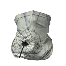 Бандана-труба 3D с принтом Одуванчики , 100% полиэстер, ткань с особыми свойствами — Activecool | плотность 150‒180 г/м2; хорошо тянется, но сохраняет форму | волны | мятое | одуванчик | одуванчики | пух | серый фон | цветок