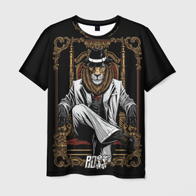 Мужская футболка 3D с принтом BOSS Лев в Кировске, 100% полиэфир | прямой крой, круглый вырез горловины, длина до линии бедер | boss | lion | босс | гангстер | главный | директор | лев | мафия | руководитель