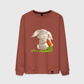 Мужской свитшот хлопок с принтом Солнышко с морковкой в Екатеринбурге, 100% хлопок |  | животное | зайчик | заяц | зверь | кролик | морковка | пушистый | серый зайка | уши | хвост