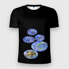 Мужская футболка 3D Slim с принтом Море внутри в Санкт-Петербурге, 100% полиэстер с улучшенными характеристиками | приталенный силуэт, круглая горловина, широкие плечи, сужается к линии бедра | Тематика изображения на принте: аквариум | из воды | море | риф | рыбки