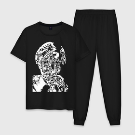 Мужская пижама хлопок с принтом Andy Warhol self-portrait в Санкт-Петербурге, 100% хлопок | брюки и футболка прямого кроя, без карманов, на брюках мягкая резинка на поясе и по низу штанин
 | andy warhol | art | celebrity | face | legend | pop art | автопортрет | знаменитость | искусство | легенда | лицо | поп арт | энди уорхол