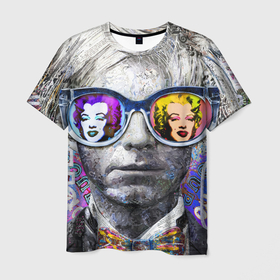 Мужская футболка 3D с принтом Andy Warhol (Энди Уорхол) , 100% полиэфир | прямой крой, круглый вырез горловины, длина до линии бедер | andy warhol | warhol | бабочка | берюзовая | бирюзовая мэрилин | галстук бабочка | картина | мерелин | мерлин | мэрелин | мэрилин | очки | портрет | уорхол | энди уорхол | эндрю уорхол