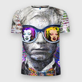 Мужская футболка 3D Slim с принтом Andy Warhol (Энди Уорхол) в Новосибирске, 100% полиэстер с улучшенными характеристиками | приталенный силуэт, круглая горловина, широкие плечи, сужается к линии бедра | andy warhol | warhol | бабочка | берюзовая | бирюзовая мэрилин | галстук бабочка | картина | мерелин | мерлин | мэрелин | мэрилин | очки | портрет | уорхол | энди уорхол | эндрю уорхол
