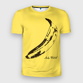 Мужская футболка 3D Slim с принтом Энди Уорхол   Банан в Новосибирске, 100% полиэстер с улучшенными характеристиками | приталенный силуэт, круглая горловина, широкие плечи, сужается к линии бедра | andy warhol | warhol | банан | желтый | картина | уорхол | энди уорхол | эндрю уорхол