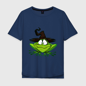 Мужская футболка хлопок Oversize с принтом Ведьмина лягушка , 100% хлопок | свободный крой, круглый ворот, “спинка” длиннее передней части | Тематика изображения на принте: ведьмина лягушка | жаба | колпак | лягушка | шляпа