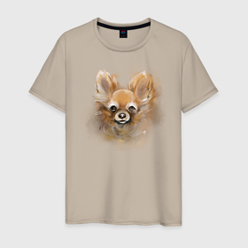 Мужская футболка хлопок с принтом Собака Чиихуахуа , 100% хлопок | прямой крой, круглый вырез горловины, длина до линии бедер, слегка спущенное плечо. | dog | маленькая_собака | рыжая | собака | чихуахуа