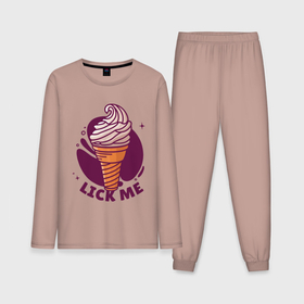 Мужская пижама хлопок (с лонгсливом) с принтом Оближи меня ,  |  | art | cone | drawing | ice cream | арт | мороженое | рисунок | рожок