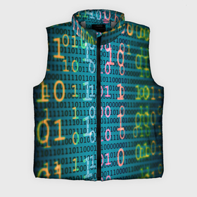 Мужской жилет утепленный 3D с принтом Бинарный код ,  |  | Тематика изображения на принте: binary | code | бинарный | еденица | код | ноль | последовательность | программа
