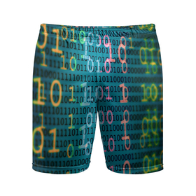 Мужские шорты спортивные с принтом Бинарный код в Тюмени,  |  | binary | code | бинарный | еденица | код | ноль | последовательность | программа
