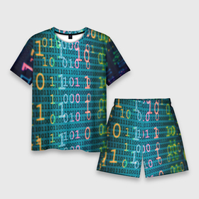 Мужской костюм с шортами 3D с принтом Бинарный код в Новосибирске,  |  | Тематика изображения на принте: binary | code | бинарный | еденица | код | ноль | последовательность | программа