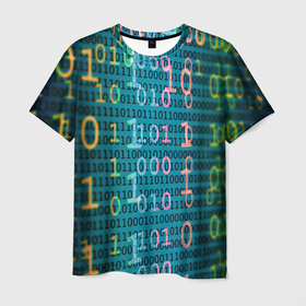 Мужская футболка 3D с принтом Бинарный код в Санкт-Петербурге, 100% полиэфир | прямой крой, круглый вырез горловины, длина до линии бедер | binary | code | бинарный | еденица | код | ноль | последовательность | программа