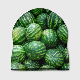 Шапка 3D с принтом Арбузы в Екатеринбурге, 100% полиэстер | универсальный размер, печать по всей поверхности изделия | арбуз | арбузы | зеленый | много | текстура | фрукт | ягода