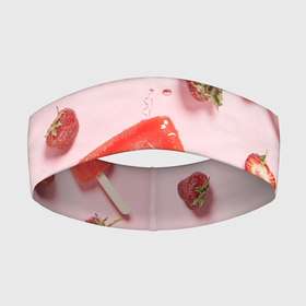 Повязка на голову 3D с принтом Мороженое и клубника ,  |  | вода | капля | клубника | лёд | мороженое | фрукт | холод | ягода