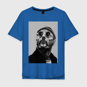 Мужская футболка хлопок Oversize с принтом Leon в Петрозаводске, 100% хлопок | свободный крой, круглый ворот, “спинка” длиннее передней части | белое | драма | леон | фильмы | чёрное